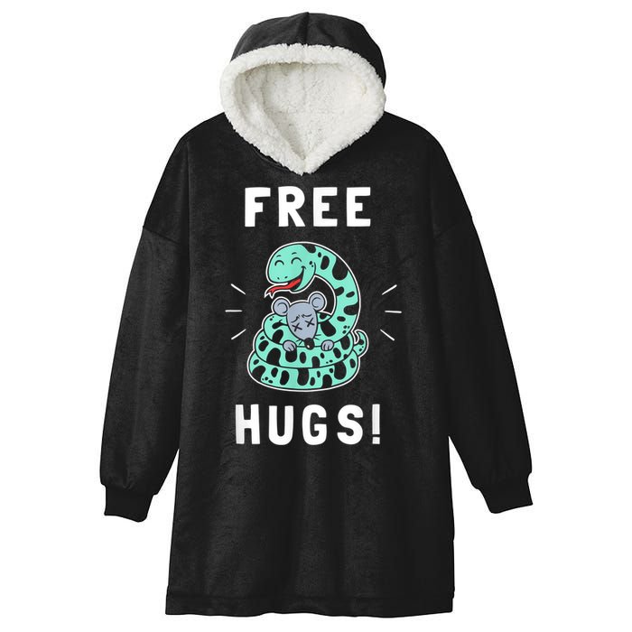 Free Hugs Funny Python Snake Anaconda Joke Hooded Wearable Blanket