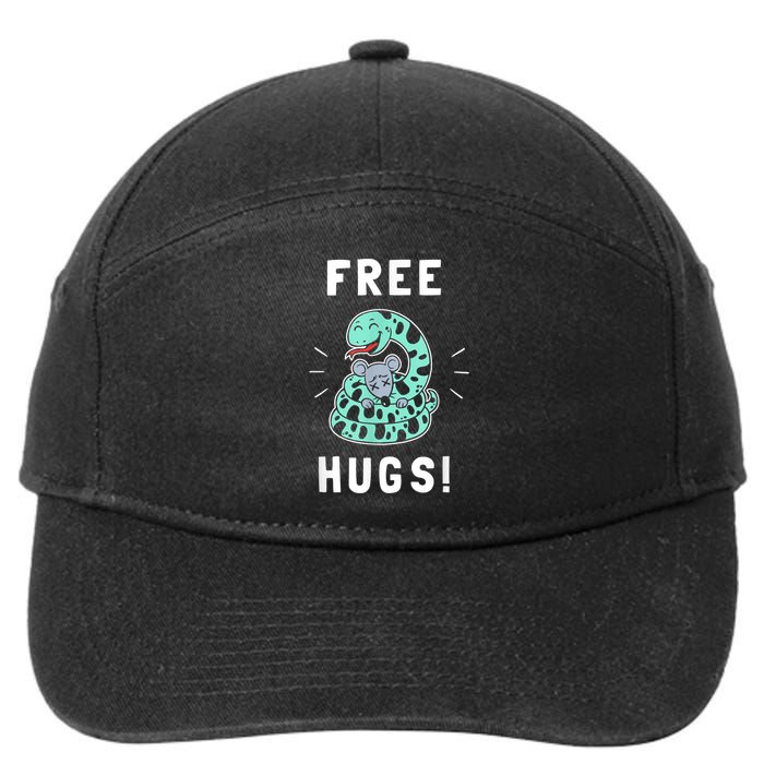 Free Hugs Funny Python Snake Anaconda Joke 7-Panel Snapback Hat