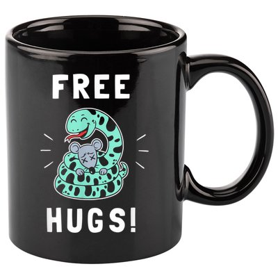 Free Hugs Funny Python Snake Anaconda Joke 11oz C Handle Ceramic Mug