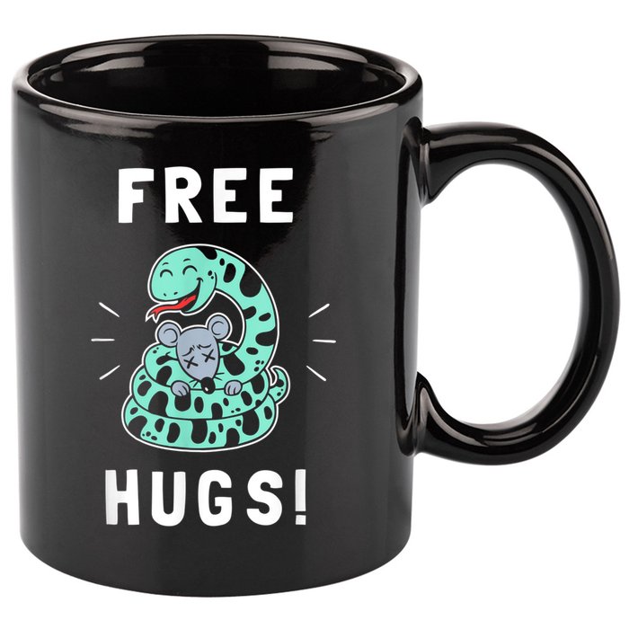 Free Hugs Funny Python Snake Anaconda Joke 11oz C Handle Ceramic Mug