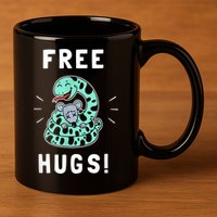Free Hugs Funny Python Snake Anaconda Joke 11oz C Handle Ceramic Mug