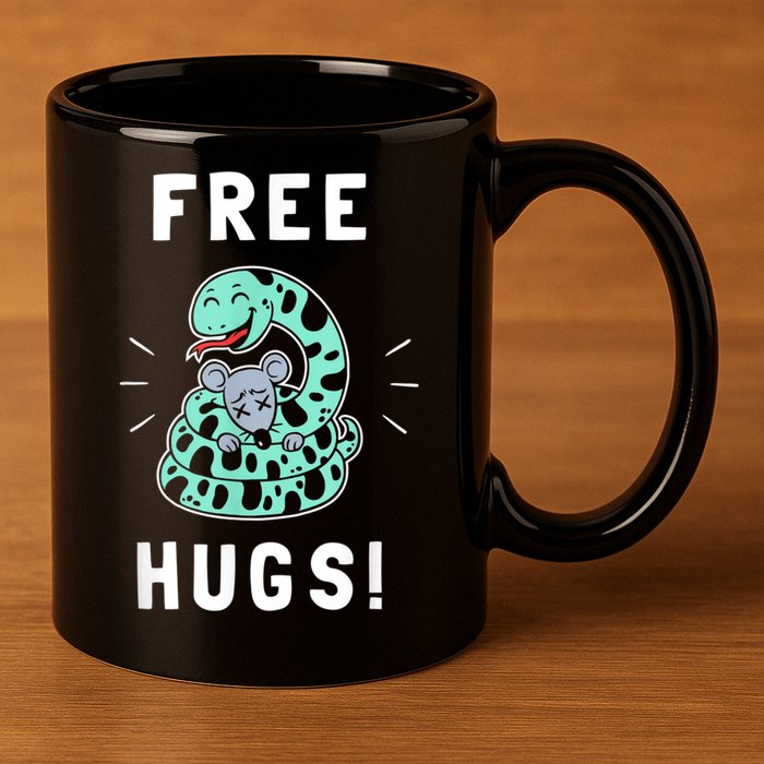Free Hugs Funny Python Snake Anaconda Joke 11oz C Handle Ceramic Mug