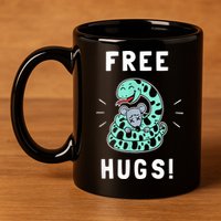 Free Hugs Funny Python Snake Anaconda Joke 11oz C Handle Ceramic Mug