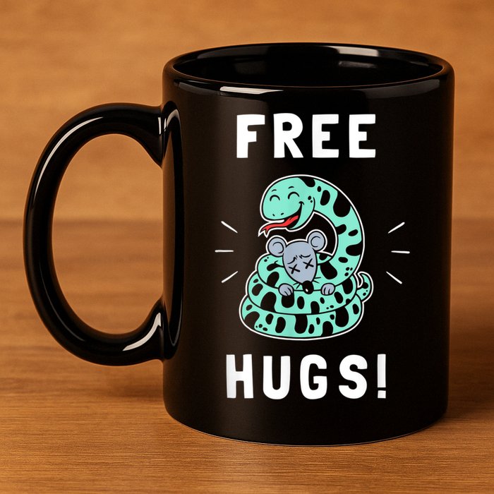 Free Hugs Funny Python Snake Anaconda Joke 11oz C Handle Ceramic Mug