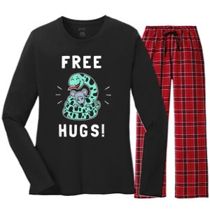 Free Hugs Funny Python Snake Anaconda Joke Women's Long Sleeve Flannel Pajama Set 