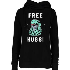 Free Hugs Funny Python Snake Anaconda Joke Womens Funnel Neck Pullover Hood