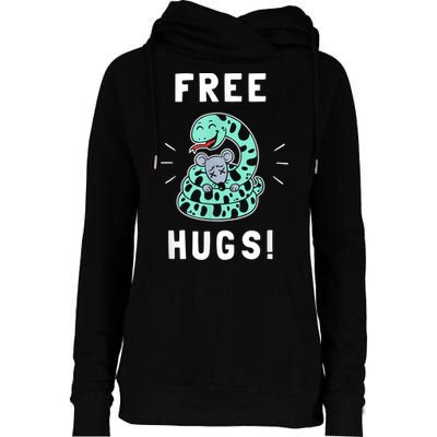 Free Hugs Funny Python Snake Anaconda Joke Womens Funnel Neck Pullover Hood
