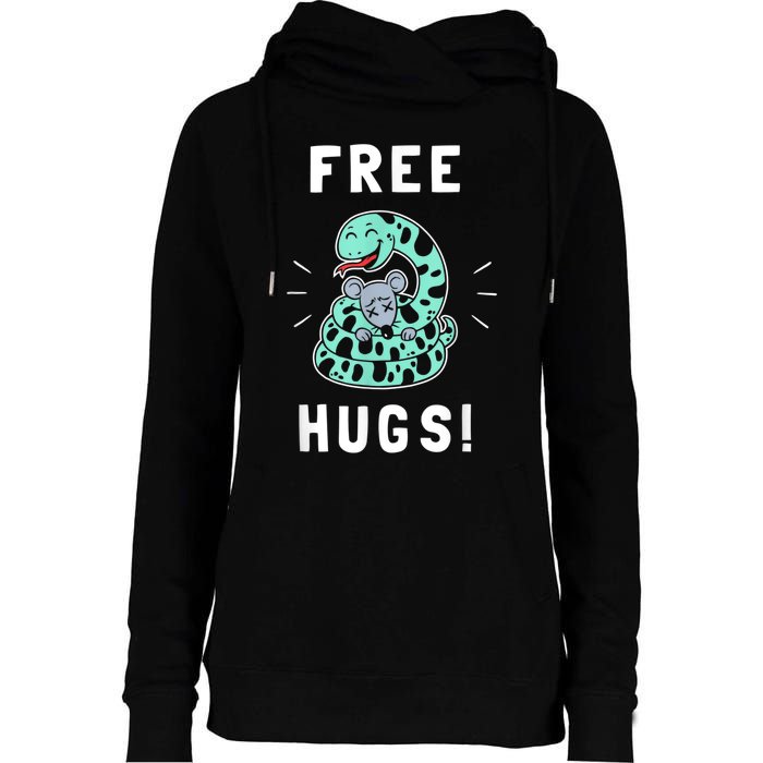 Free Hugs Funny Python Snake Anaconda Joke Womens Funnel Neck Pullover Hood