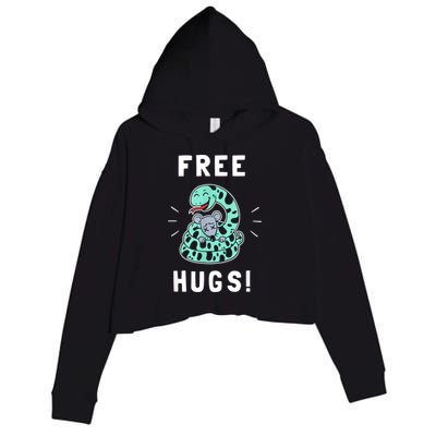 Free Hugs Funny Python Snake Anaconda Joke Crop Fleece Hoodie