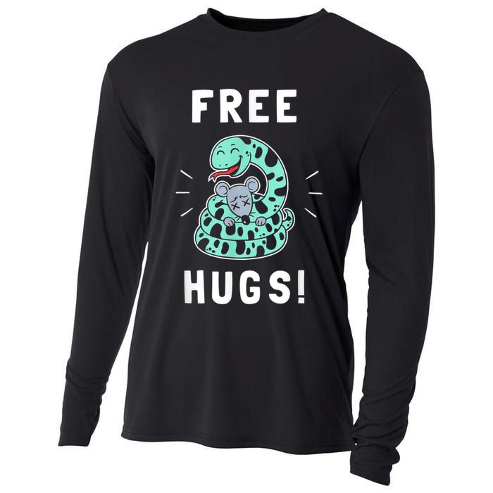 Free Hugs Funny Python Snake Anaconda Joke Cooling Performance Long Sleeve Crew