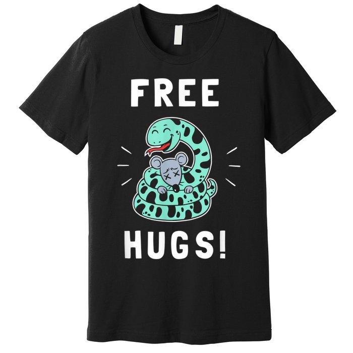 Free Hugs Funny Python Snake Anaconda Joke Premium T-Shirt