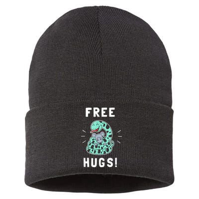 Free Hugs Funny Python Snake Anaconda Joke Sustainable Knit Beanie