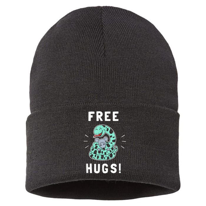 Free Hugs Funny Python Snake Anaconda Joke Sustainable Knit Beanie
