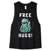 Free Hugs Funny Python Snake Anaconda Joke Women's Racerback Cropped Tank