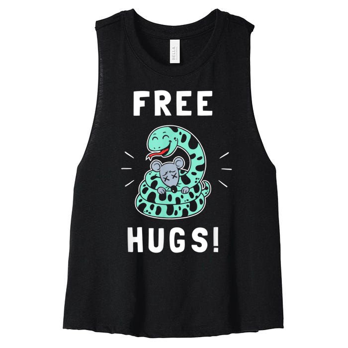 Free Hugs Funny Python Snake Anaconda Joke Women's Racerback Cropped Tank