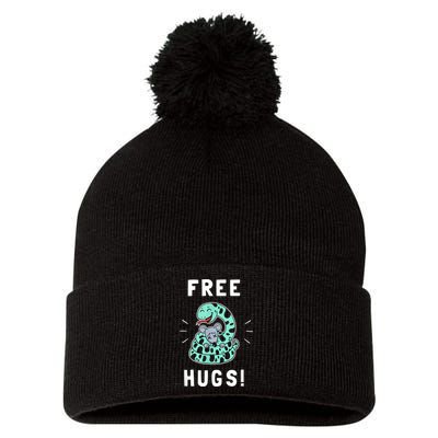 Free Hugs Funny Python Snake Anaconda Joke Pom Pom 12in Knit Beanie