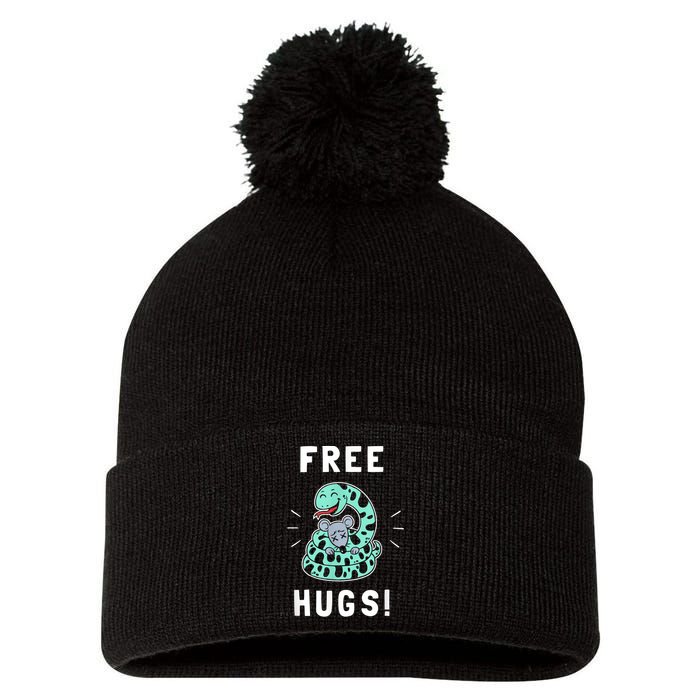 Free Hugs Funny Python Snake Anaconda Joke Pom Pom 12in Knit Beanie
