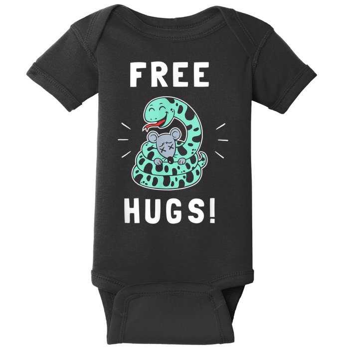 Free Hugs Funny Python Snake Anaconda Joke Baby Bodysuit