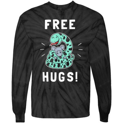 Free Hugs Funny Python Snake Anaconda Joke Tie-Dye Long Sleeve Shirt