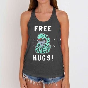 Free Hugs Funny Python Snake Anaconda Joke Women's Knotted Racerback Tank