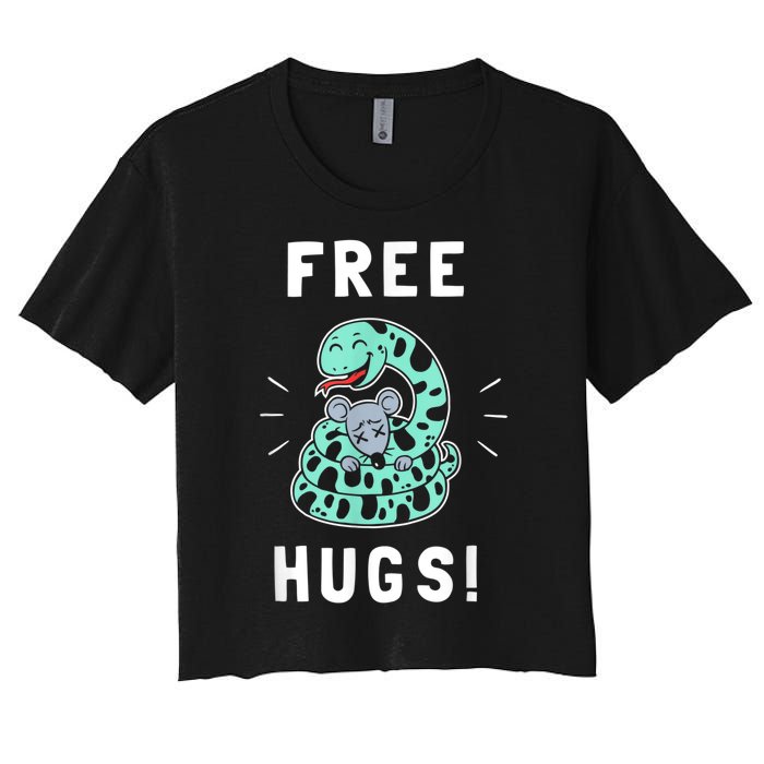 Free Hugs Funny Python Snake Anaconda Joke Women's Crop Top Tee