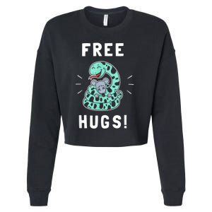 Free Hugs Funny Python Snake Anaconda Joke Cropped Pullover Crew