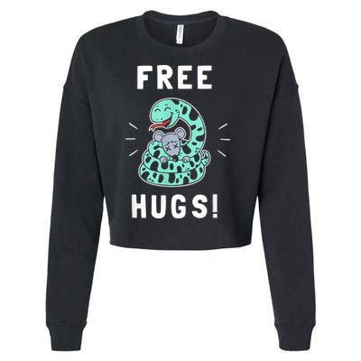 Free Hugs Funny Python Snake Anaconda Joke Cropped Pullover Crew