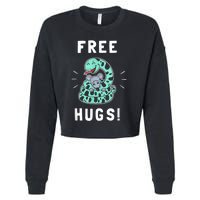 Free Hugs Funny Python Snake Anaconda Joke Cropped Pullover Crew