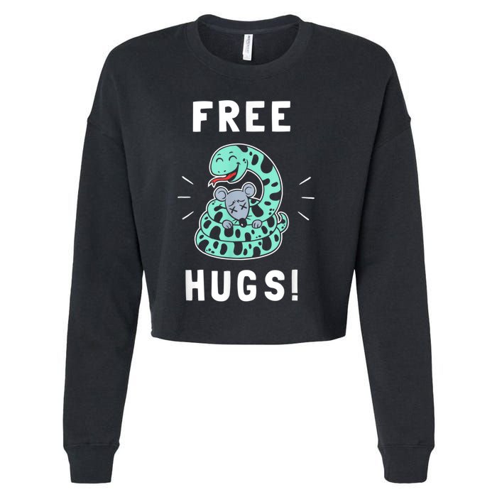 Free Hugs Funny Python Snake Anaconda Joke Cropped Pullover Crew