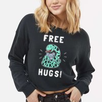 Free Hugs Funny Python Snake Anaconda Joke Cropped Pullover Crew