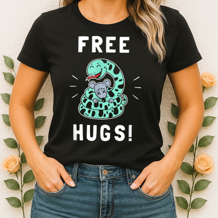Free Hugs Funny Python Snake Anaconda Joke Womens T-Shirt
