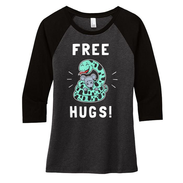 Free Hugs Funny Python Snake Anaconda Joke Women's Tri-Blend 3/4-Sleeve Raglan Shirt