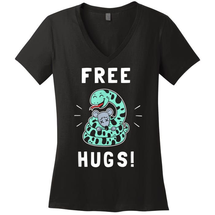 Free Hugs Funny Python Snake Anaconda Joke Women's V-Neck T-Shirt