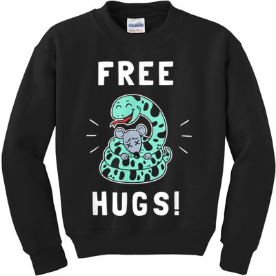 Free Hugs Funny Python Snake Anaconda Joke Kids Sweatshirt