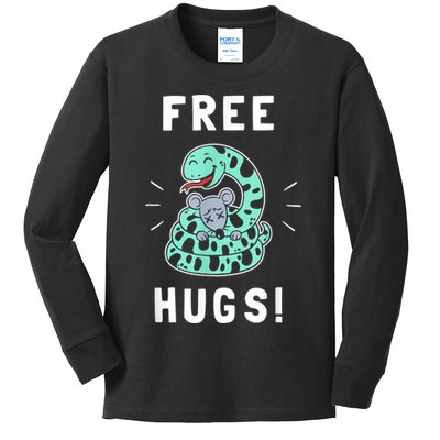 Free Hugs Funny Python Snake Anaconda Joke Kids Long Sleeve Shirt