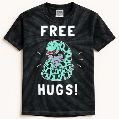 Free Hugs Funny Python Snake Anaconda Joke Kids Tie-Dye T-Shirt