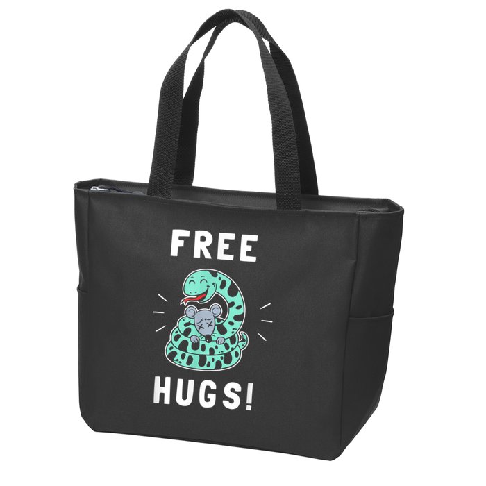 Free Hugs Funny Python Snake Anaconda Joke Zip Tote Bag