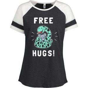 Free Hugs Funny Python Snake Anaconda Joke Enza Ladies Jersey Colorblock Tee