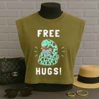 Free Hugs Funny Python Snake Anaconda Joke Garment-Dyed Women's Muscle Tee