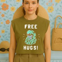 Free Hugs Funny Python Snake Anaconda Joke Garment-Dyed Women's Muscle Tee