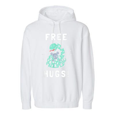 Free Hugs Funny Python Snake Anaconda Joke Garment-Dyed Fleece Hoodie