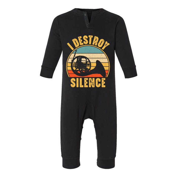 French Horn Funny Musician I Destroy Silence French Horn Infant Fleece One Piece