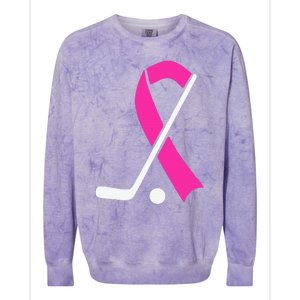 Field Hockey for Girls Breast Cancer Awareness Ribbon Colorblast Crewneck Sweatshirt