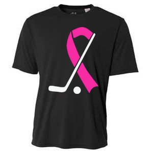 Field Hockey for Girls Breast Cancer Awareness Ribbon Cooling Performance Crew T-Shirt