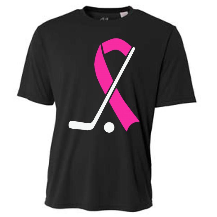 Field Hockey for Girls Breast Cancer Awareness Ribbon Cooling Performance Crew T-Shirt