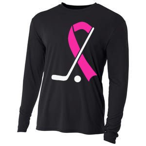 Field Hockey for Girls Breast Cancer Awareness Ribbon Cooling Performance Long Sleeve Crew