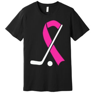 Field Hockey for Girls Breast Cancer Awareness Ribbon Premium T-Shirt