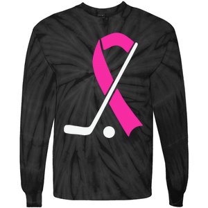 Field Hockey for Girls Breast Cancer Awareness Ribbon Tie-Dye Long Sleeve Shirt