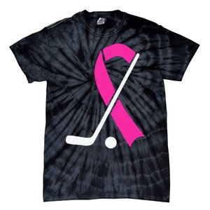 Field Hockey for Girls Breast Cancer Awareness Ribbon Tie-Dye T-Shirt