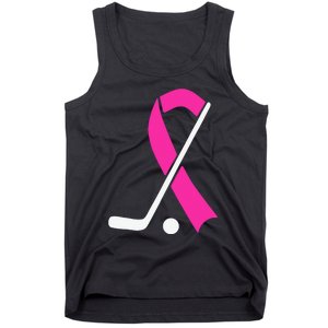 Field Hockey for Girls Breast Cancer Awareness Ribbon Tank Top